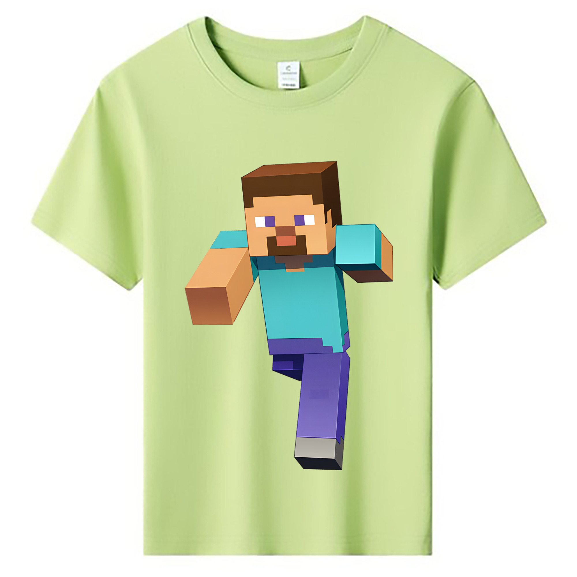 （画像用） マインクラフト ブロックの世界 Minecraft MC Block world 綿100％キッズTシャツ（フロントプリント）